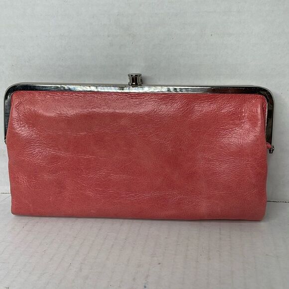 Hobo Lauren peach leather double frame clutch/wallet NWT - Picture 5 of 11
